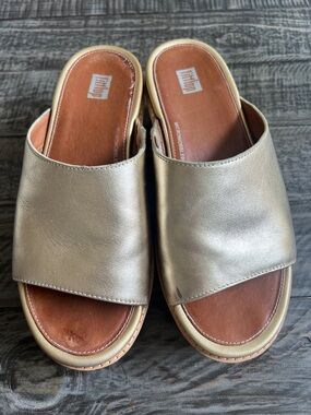 FitFlop Women's Metallic Gold Slide Mules